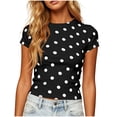thumbnail image 3 of AnuYalue Womens Polka Dots T Shirt Short Sleeve Stretch Slim Fit Crop Tee Tops Fashion Going Out Shirts, 3 of 8