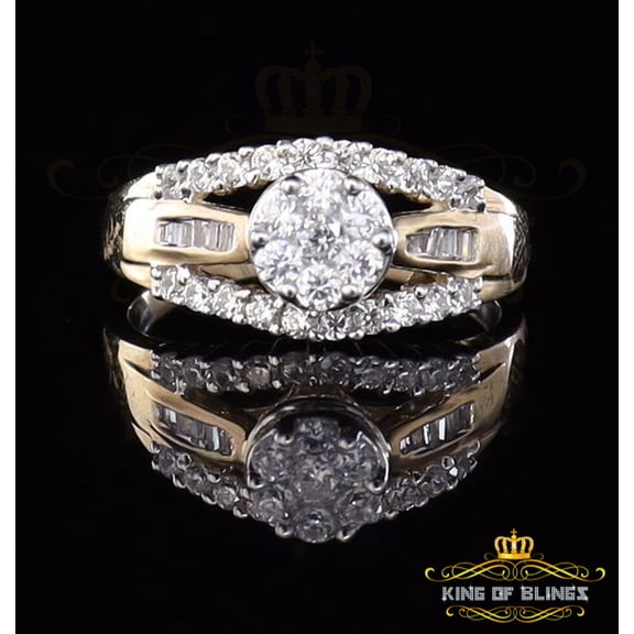 King Of Bling's Yellow 2.25ct CZ Flower 7 stone Rapper Fashion Luxury Ring Womens Size 9