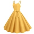 thumbnail image 1 of Vestido de fiesta sin mangas para mujer de los años 50: estampado floral, corte A, poliéster, cinturón extraíble, ropa de cóctel y fiesta, tallas S-XXL, contorno de pecho 88-104 cm, lavado a mano e, 1 of 5