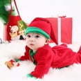 thumbnail image 2 of Zwiiyzr Infant Baby Boy Girl Clothes My First Christmas Santa Claus Velvet Jumpsuit and Hat Two Piece Outfits Long Sleeve Onesie Red, 2 of 5