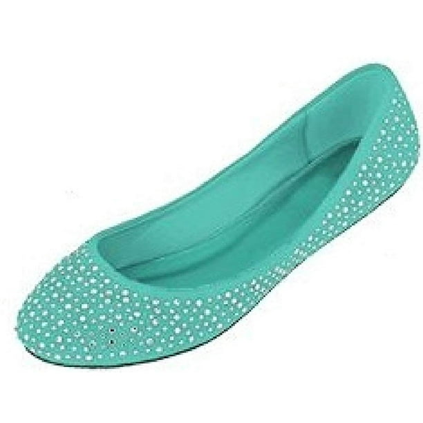 Womens Faux Suede Rhinestone Ballerina Ballet Flats Shoes 5 Colors 5 6 4021 Mint Walmart Com