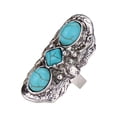 thumbnail image 1 of Funie Stone Rings Bohemian Style Adjustable Green Stone Carved Flower Oval Opening Ring for Party, 1 of 8