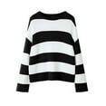 thumbnail image 2 of Sale Clearance Baberdicy Women's 2024 Autumn and Winter Round Neck Long Sleeve Striped Sweater Border European and American Clothing Bell Sleeve Loose Sweater Women, 2 of 5