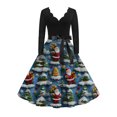 thumbnail image 6 of Christmas Dresses for Women Women's Fashion Round Casual Slim Fit Christmas Print Large Swing Long Sleeve Dress with V Neck for Holiday Party,Sky Blue,M, 6 of 7