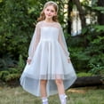 thumbnail image 2 of Dresses for Girls Spring Summer Long Sleeved Solid Color Pleated Cute Dresses Party Evening Princess Dress Size 7 Y-8 Y, 2 of 7
