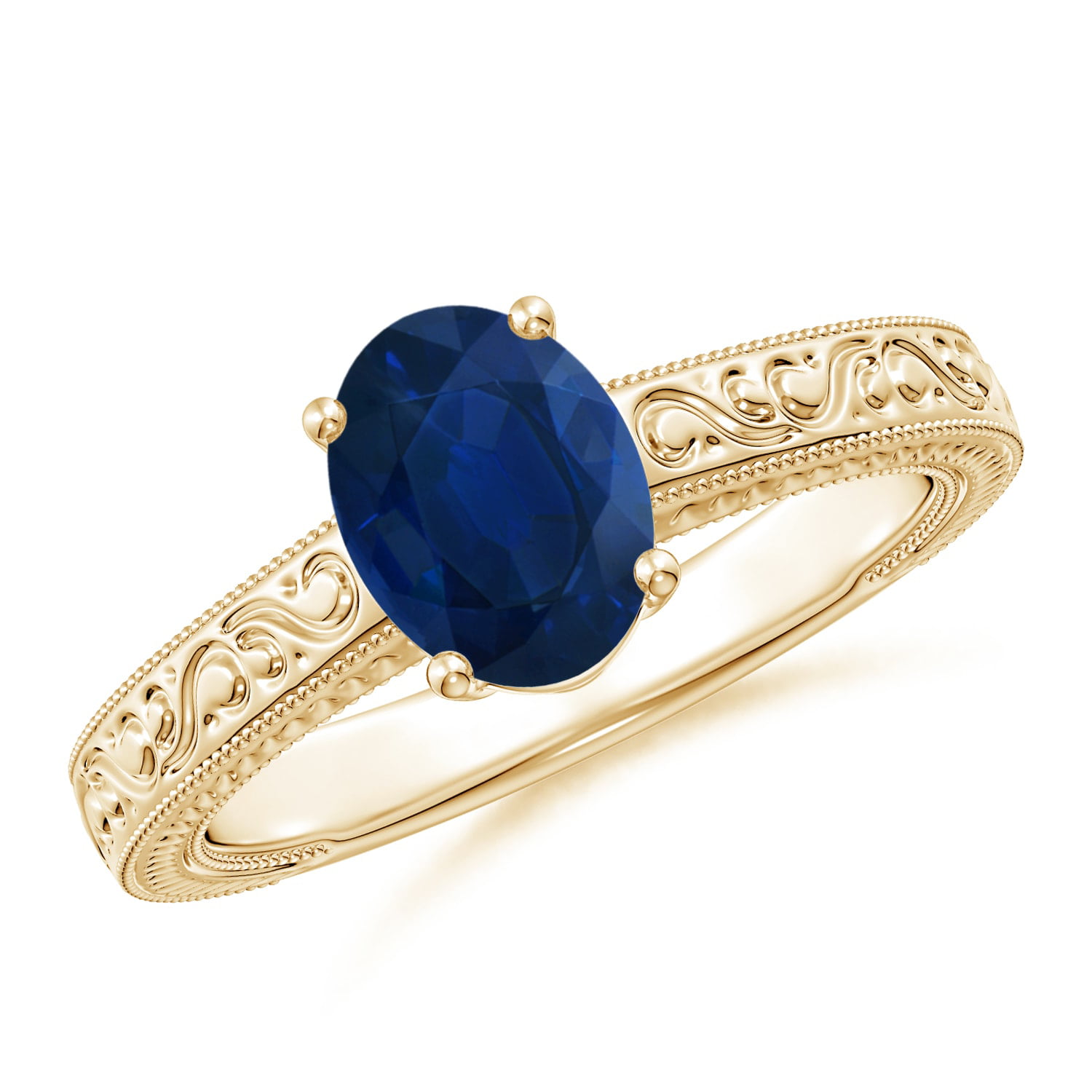 Angara - September Birthstone Ring - Vintage Inspired Oval Sapphire ...
