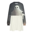 thumbnail image 4 of Fartey Womens Halloween Dress Loose Cute Ghost Graphic Lonng Sleeve Crew Neck Pullover Midi Dresses Fashion Fall Patchwork Pleated Sweatshirt Dress 2024, 4 of 5