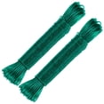 thumbnail image 1 of Paquete de 2 cuerdas para colgar ropa recubiertas de plástico, 1/8 pulgada x 66 pies (3mmx20m) cuerdas de núcleo de acero para colgar ropa al aire libre [Verde], 1 of 1