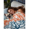 thumbnail image 3 of Boho Ocean Coral Queen Size Flat Sheet, Wrinkleproof & Fadeproof Cooling Flat Bed Sheet Only, Orange Blue Ombre Green Polka Dots Breathable Soft Bedding Top Sheets 90 x 102 Inches, 3 of 8
