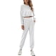 thumbnail image 1 of Traje deportivo para mujer Cordón Cintura alta Correas para los pies Manga larga Color puro Conjunto de sudaderas para niña Blanco S, 1 of 6