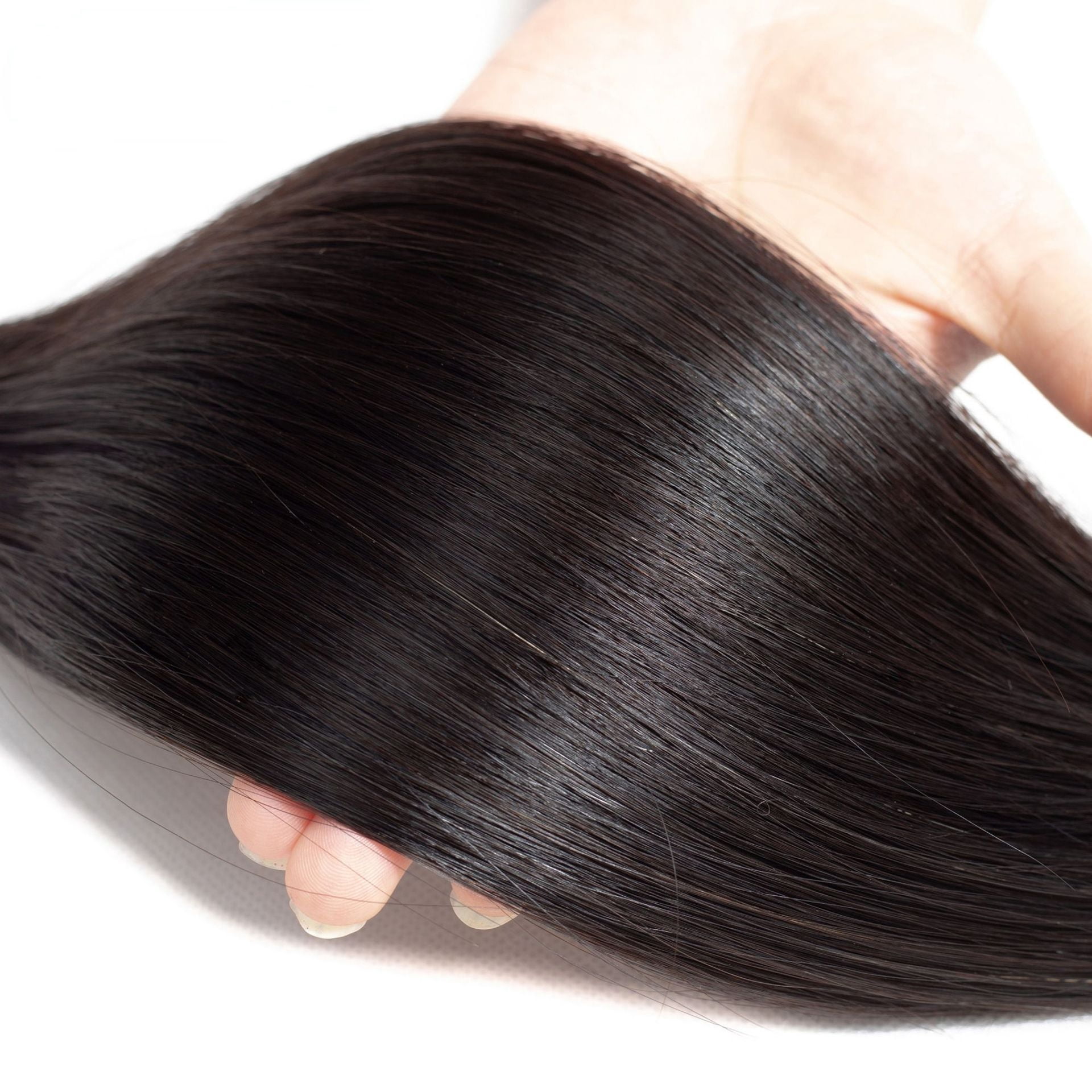 Peruvian Hair Bundles Peruvian Virgin Hair 100% Human Hair 4X4 Transparent Lace Closure Straight Wig Extensions Free Part Natural Black