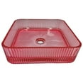 thumbnail image 5 of Plaza 15" Square Decorative Pink Vessel Glass Sinks With 30" White Base, 5 of 7