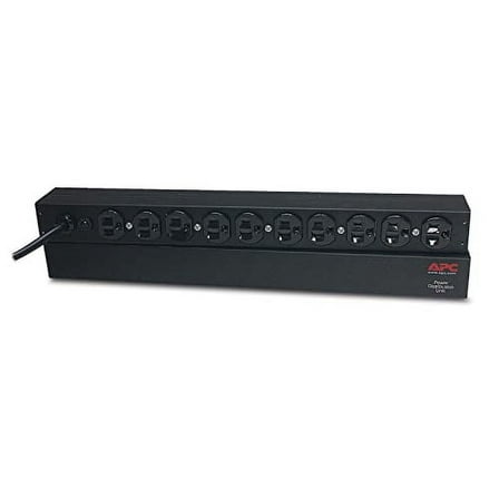 APC Rack Mount PDU, Basic 100V-120V/15A, (10) Outlets, 1U Horizontal Rackmount (AP9562)
