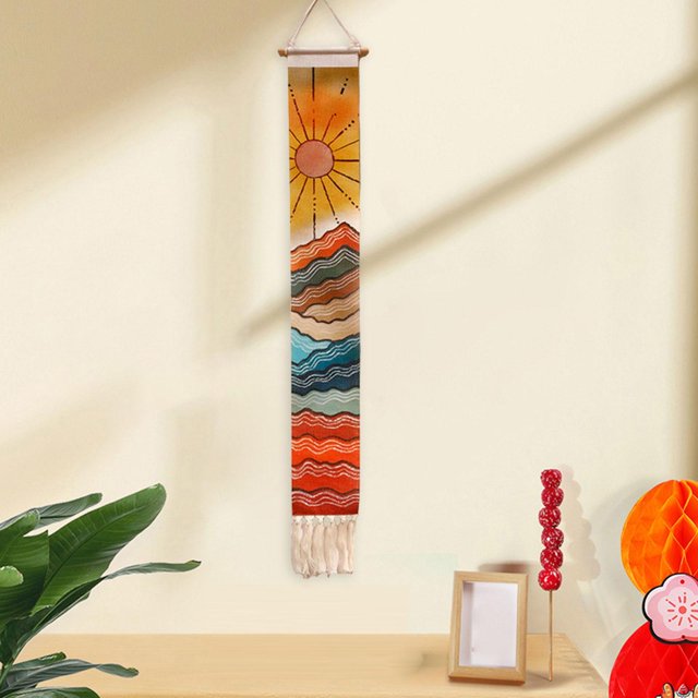 Colgante de pared de macramé, tapiz tejido a mano, decoración boho hecha a mano, decoración de pared para exteriores, sala de estar, jardín de granja Estilo C