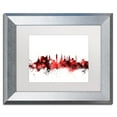 thumbnail image 2 of Trademark Fine Art "Glasgow Scotland Skyline Red 2" Canvas Art by Michael Tompsett, White Matte, Silver Frame, 2 of 4