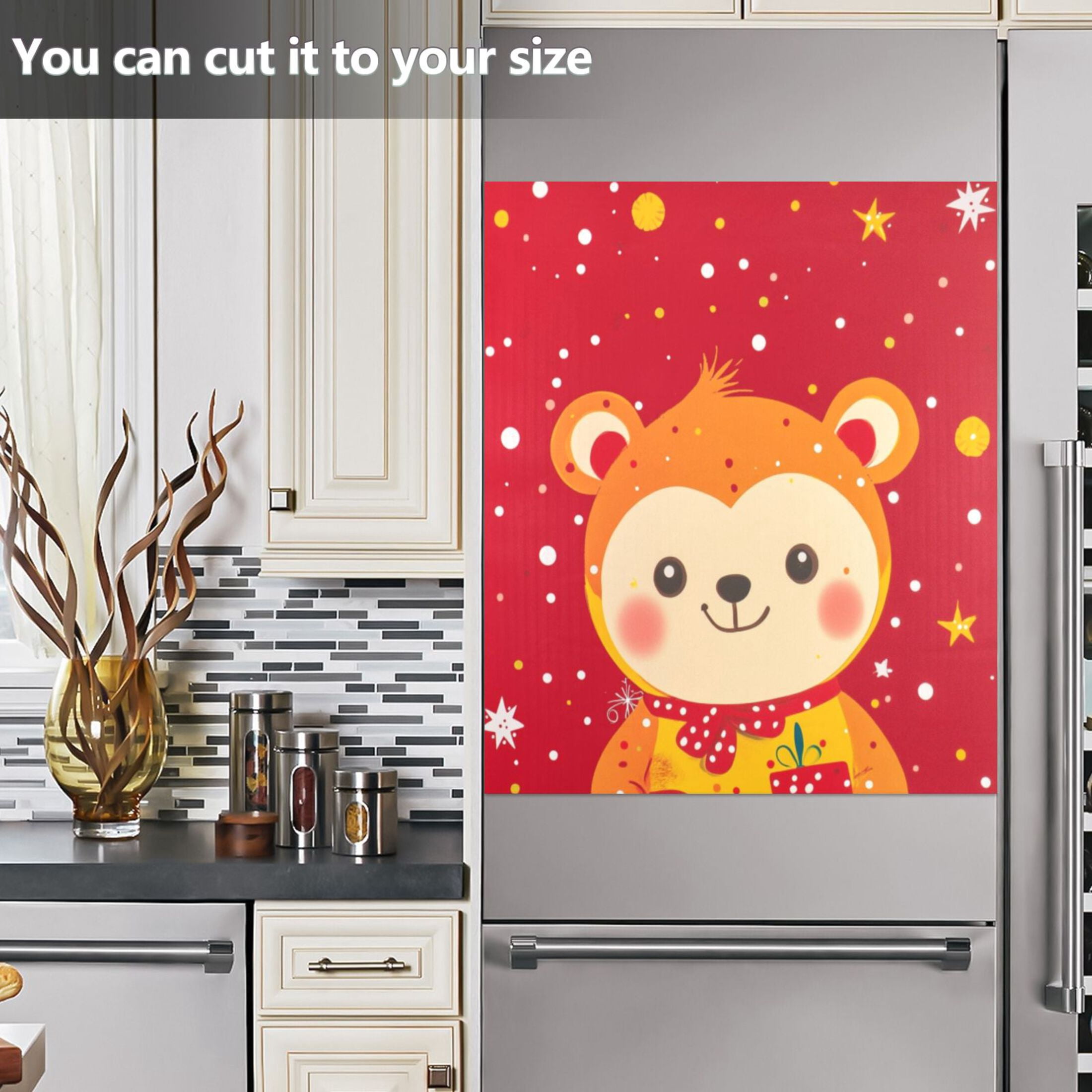 Dishwasher Magnetic Sticker 23x26 Inch Refrigerator Magnetic Sticker Washing Machine Magnetic Sticker Kitchen Panel Magnetic Sticker Home Decor Red Christmas Bear