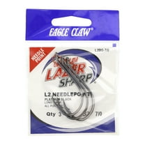 Lazer Sharp L2BGH-7/0 Octopus Long Shank Hook, Black, Size 7/0, 3 Count