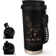 thumbnail image 1 of Vaso de café de acero inoxidable con aislamiento de doble pared de 500ml con tapa y pajita, taza de café hel reutilizable, taza de café caliente para viajes. Termos de café para cerveza y té (Negro, 1 of 3