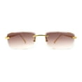 thumbnail image 2 of Classic Rimless Narrow Rectangle Metal Rim 90s Pimp Sunglasses Gold Brown, 2 of 4
