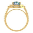 thumbnail image 4 of 2.6 ctw with Simulated Diamond Halo Accents Anniversary Ring for Women | Round Cut Blue Moissanite | Hyperallergenic Solid 14K Yellow Gold, 4 of 5