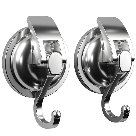 Wekvgz Suction Cup Hooks 2PCS Heavy Duty Suction Cup Hooks for Shower Wall, Shower Hooks for Indoor Shower, Towel, Robe and Loofah Hook, Polished Plated, Silver hook