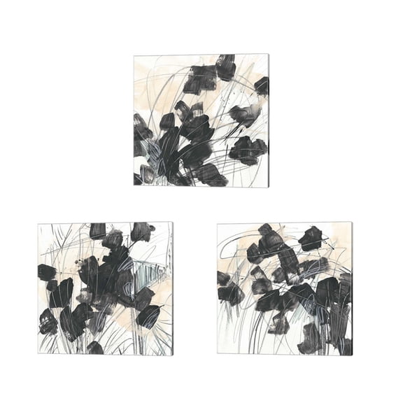 Great Art Now Scramble by June Erica Vess 3 Piece Canvas Art Set Each 14"W x 14"H