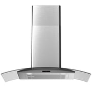 30 Inch Wall Mounted Curved Glass Range Hood with 450 CFM,Stainless Steel kitchen Ductless/Ducted Convertible with 3 Speed Controls,Permanent Baffle Filters and 2 LED Lights