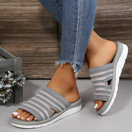 

Zanvin Womens Sandals Clearance Summer New Outer Wear Flat Sandals And Slippers Solid Color Women s Shoes Round Toe Beach Shoes Gray 42