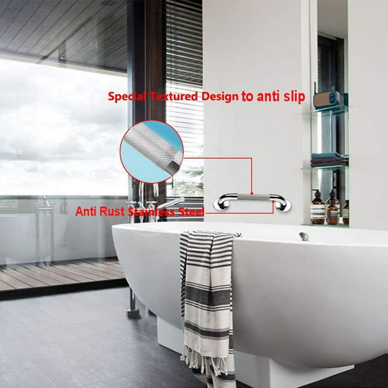 16 Inch Anti Slip Shower Grab Bar Oil Rubbed White, Munzong Bathroom G