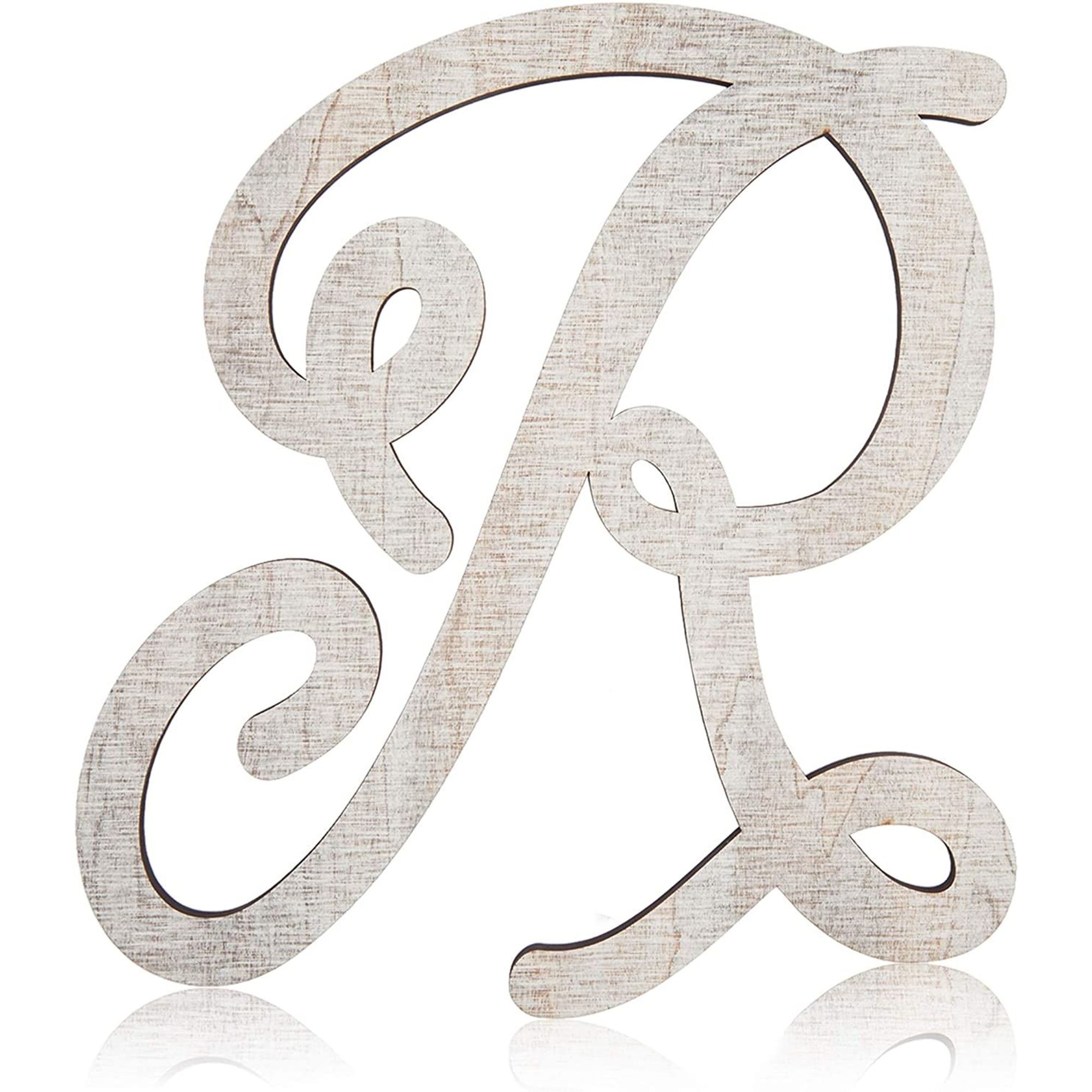 Unfinished Wooden Monogram R Alphabet Decorative Letters, Rustic Wall