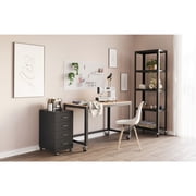 Space Solutions 18 Deep 4 Drawer Metal Mobile Organizer, 4 Box Drawers, Locking, Black