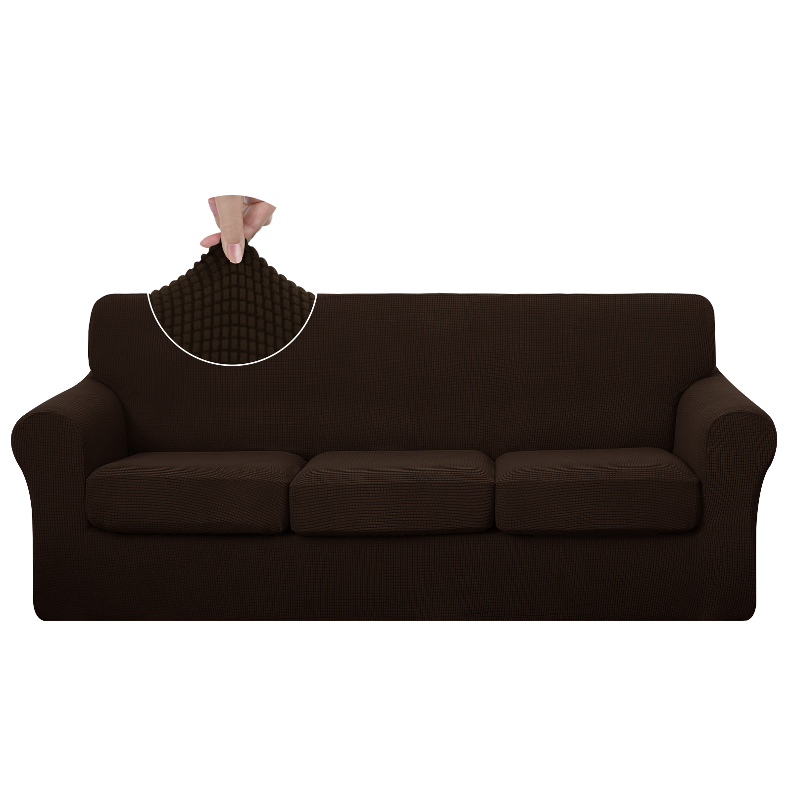 Luxshare Home Stretch Couch Cover for 3 Cushion Furniture Protector Sofa Covers Washable Pet Non Slip cover with Elastic Bottom(Sofa/Chocolate)