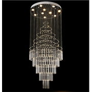 FINE MAKER 10-Light Crystal Stainless Steel Raindrop Chandelier