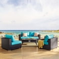 thumbnail image 1 of Modway Convene Ensemble de 5 Pcs de Meubles de Patio Extérieur, Foyer en Espresso Turquoise, 1 of 8