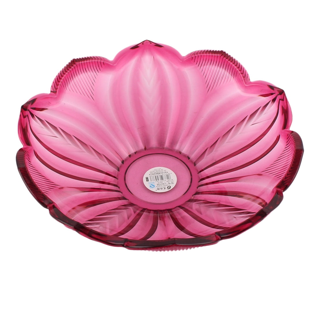 Household Plastic Lotus Shape Fruit Vegetable Dessert Dish Plate Clear Fuchsia by