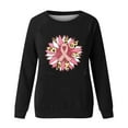 thumbnail image 4 of Jinhomg Trendy Long Sleeve Sweatshirt for Women Cute Breast Cancer Awareness Pink Ribbon Tops Lightweight Cozy Holiday Pullovers Seasonal Sale Black XXL, 4 of 5