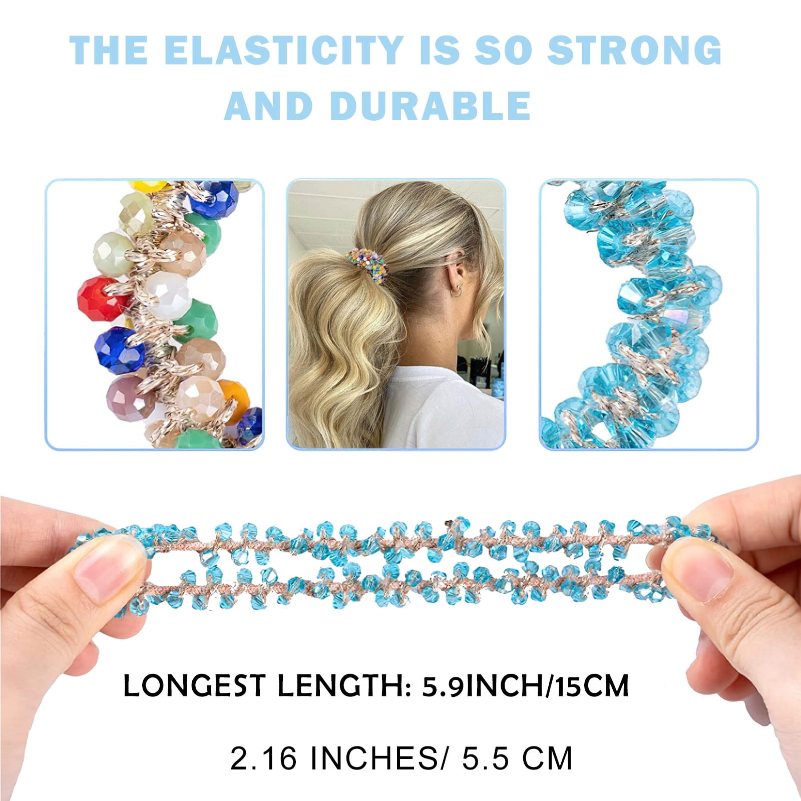 15 Pcs Crystal Hair Accessories for Women - Pearl Ponytail Holders, Scrunchies Stretchy Accessories, Scrunchies, and Pony Tail Holders