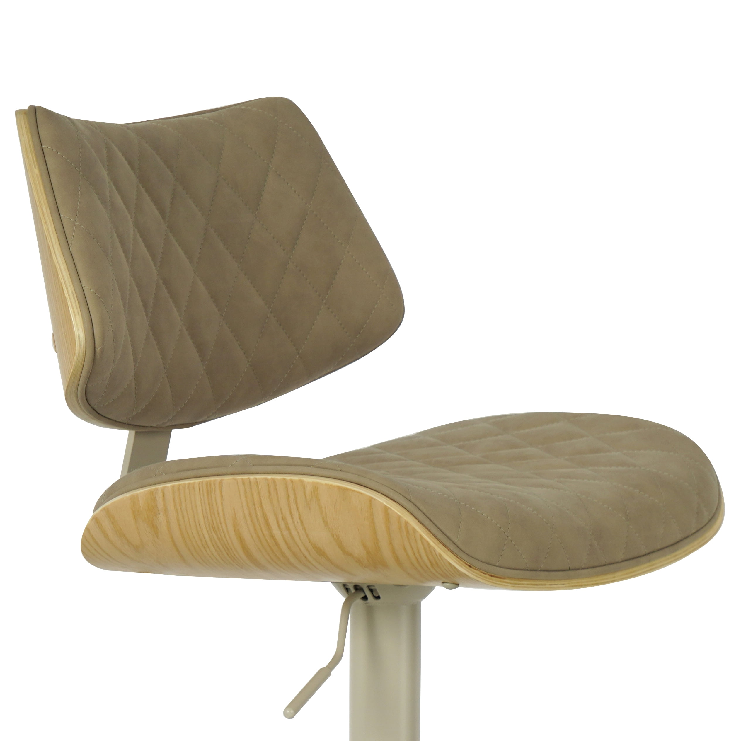 Leland Adjustable Swivel Vintage Taupe Curved Back Wood Bar Stool with Faux Leather Seat Set of 4