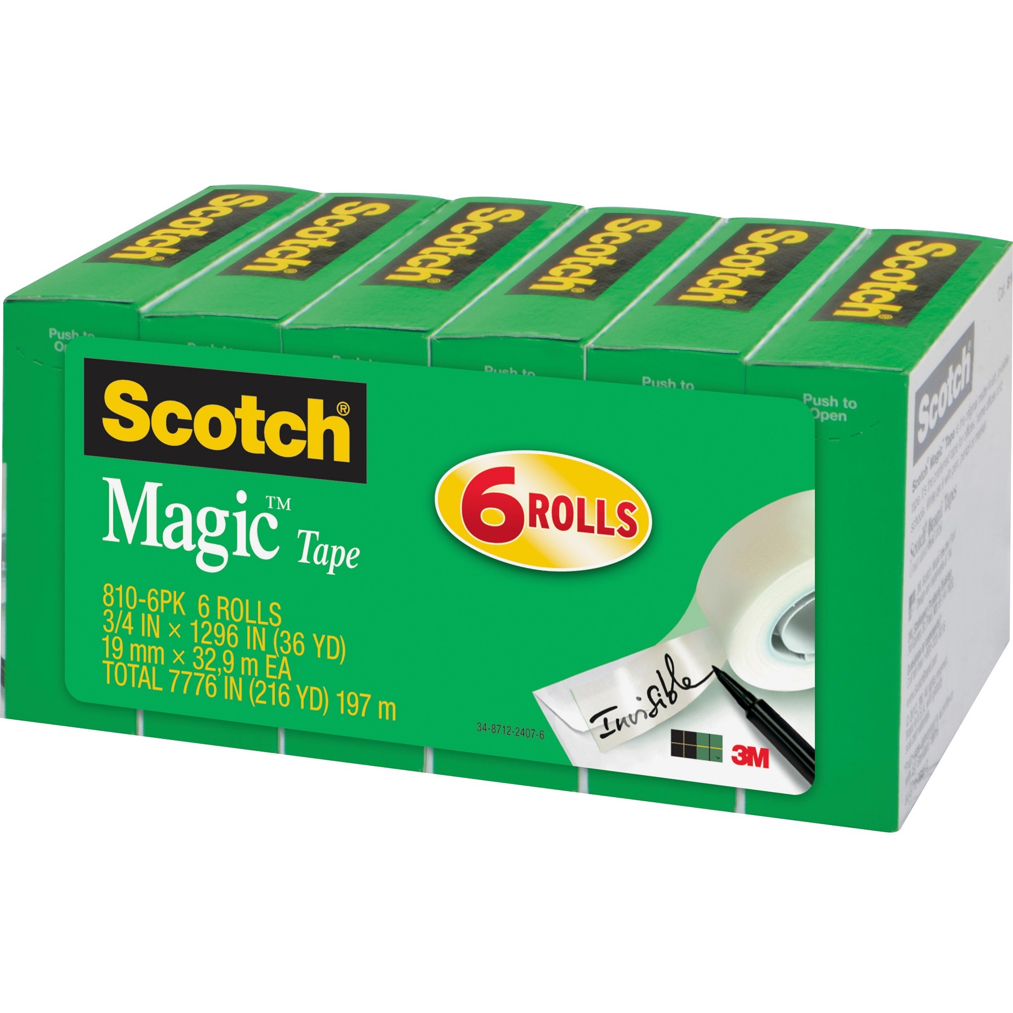 Scotch 3/4"W Magic Tape, Matte Clear, 6 / Pack (Quantity)