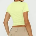 thumbnail image 5 of LISTHA Summer Crop Tops for Women Short Sleeve Workout Summer Crew Neck Cropped T Shirts Basic Y2k Tight Tees Fluorescence Yellow XL, 5 of 7