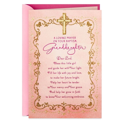 Gold Cross Religious Baptism Card for Granddaughter - Walmart.com