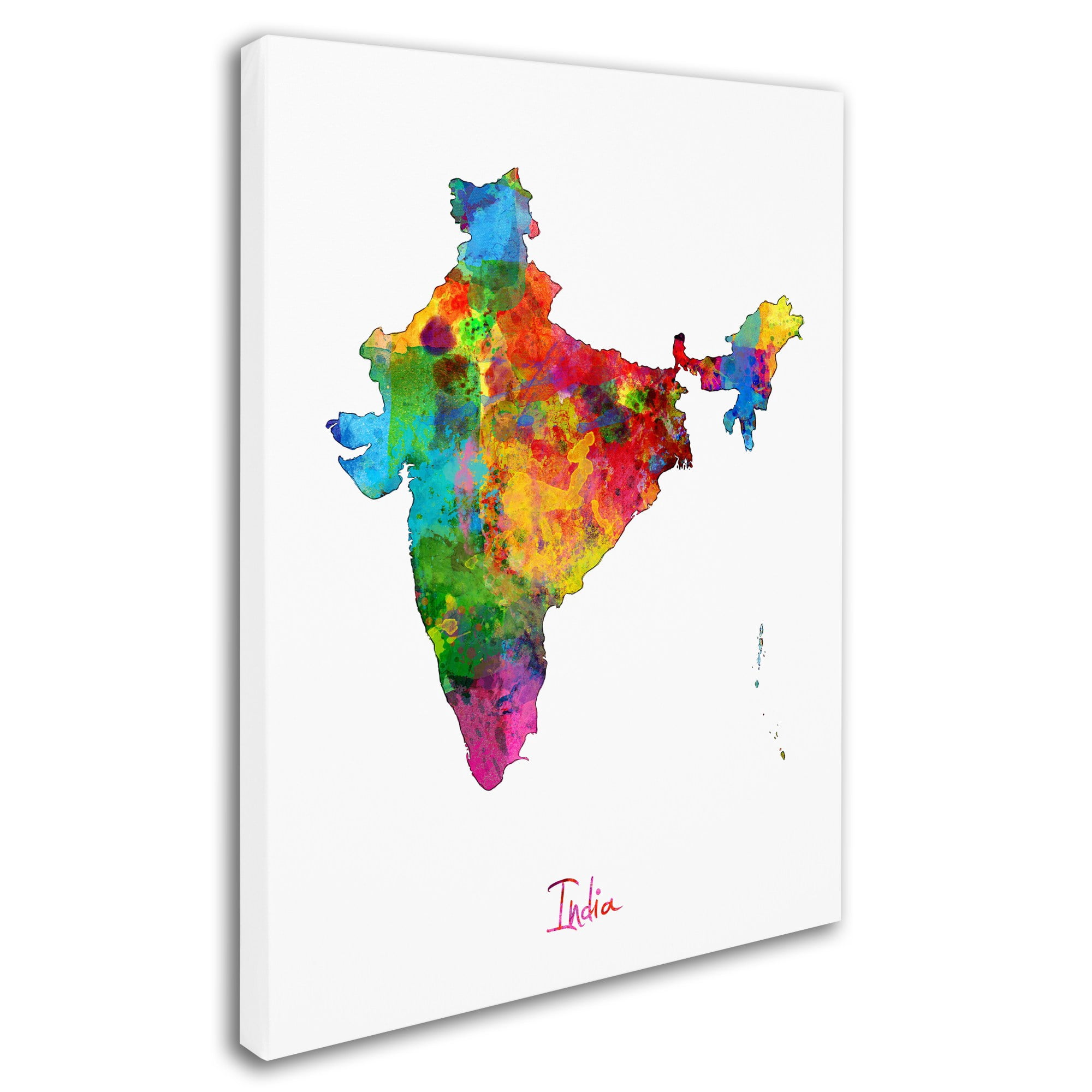 Trademark Fine Art "India Watercolor Map" Canvas Art by Michael Tompsett