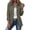 03#Coffee, variant on Women's Floral Print Jacket, Trendy Lapel Ruffle Hem 3/4 Sleeve Button Down Top ,Lightweight Vintage Solid Color Casual Outerwear Beige 2XL