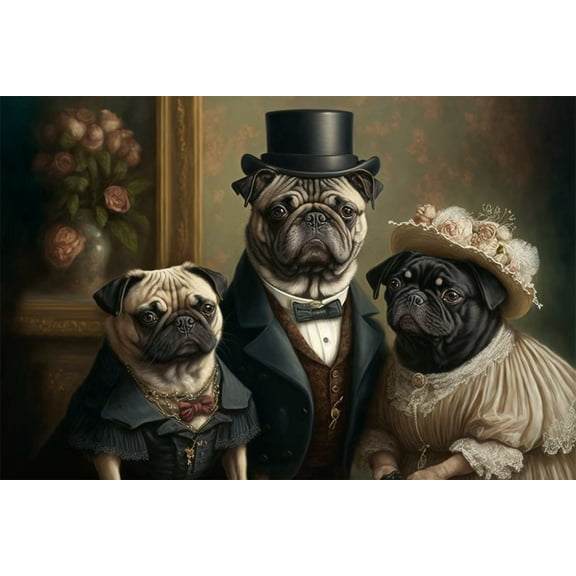 24x36 gallery poster, Victorian Pugs p3