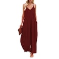 thumbnail image 1 of Lucakuins Mono largo para mujer, casual, correa de espagueti, color sólido, pierna ancha, pantalones holgados Lucakuins  moda, 1 of 4