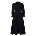 thumbnail image 5 of Womens Casual Shirt Dress Long Sleeve Loose Fit Solid Color Maxi Dress Spring Office Black, 5 of 7