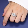 thumbnail image 3 of SFTING 3Ct Oval Cut Wedding Engagement Ring Floral Halo for Women 5A CZ Sterling Silver Size 9, 3 of 5