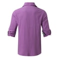 thumbnail image 5 of QURATI Mens Casual Button Down Shirts Long Sleeve Casual Beach T-Shirts Lightweight Fashion Tops Vacation Beach Summer Wedding Shirt X Purple 2XL, 5 of 5