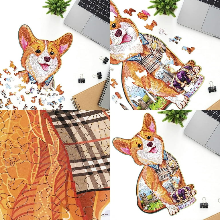 Wood Trick Great Corgi Wooden Jigsaw Puzzle for Adults and Kids - Decorated w/SH