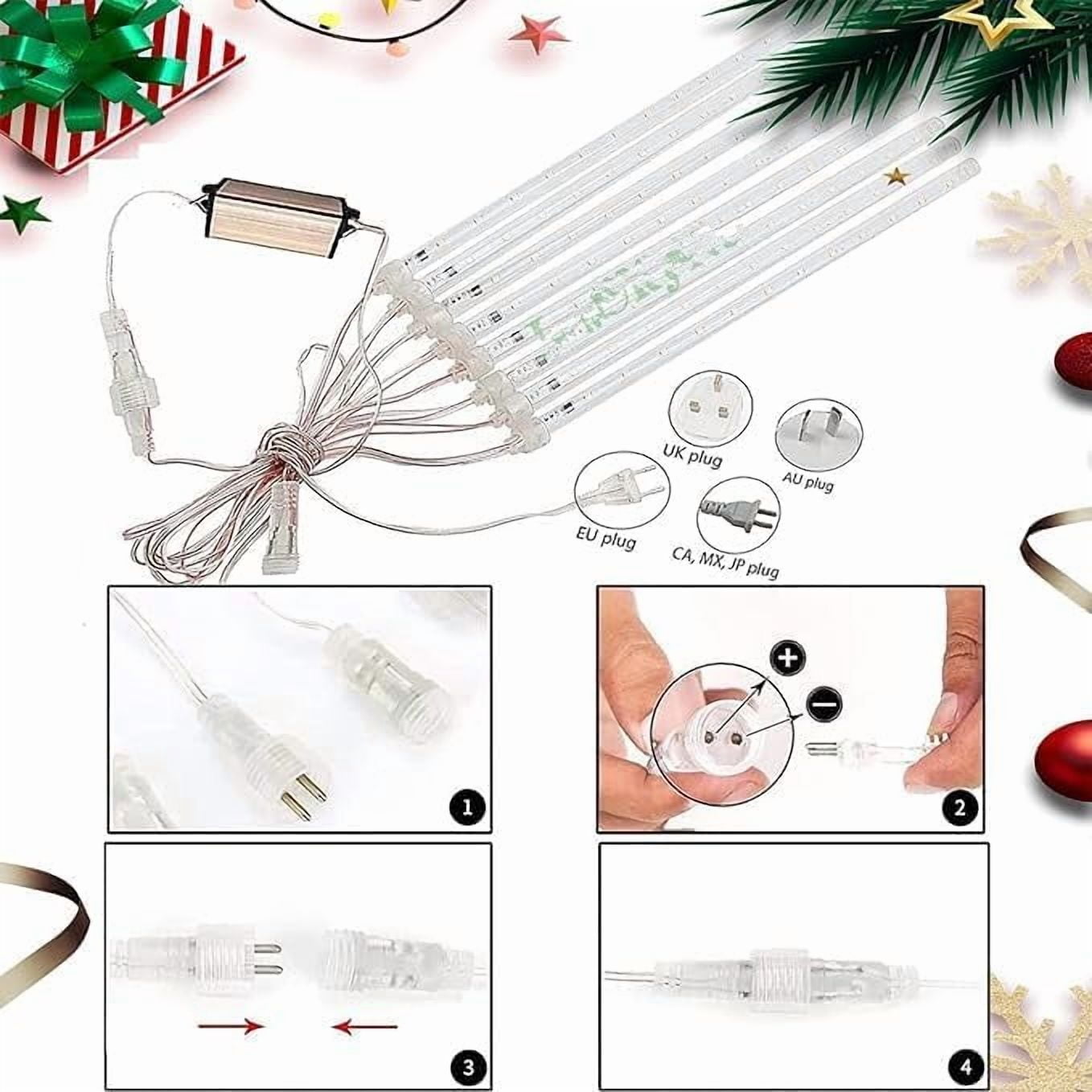 LED Outdoor String, Rain Lights,Meteor Lights,Meteor rain Lights 50cm 10 Tube Solar rain Lights with for Christmas Parties Wedding Christmas Tree